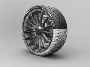 realistic tire wheel 14 3D Model