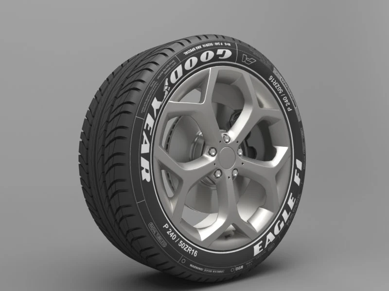 realistic tire wheel 15 3D Model .c4d .max .obj .3ds .fbx .stl .blend