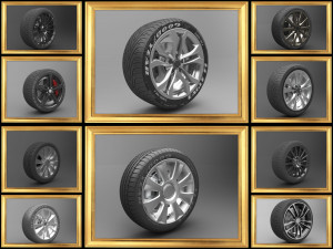 realistic tire wheel collections Modelo 3D