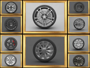 realistic tire wheel collections 3D Model