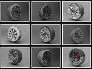 realistic tire wheel collections 3Dモデル