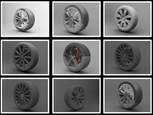 realistic tire wheel collections 3D Model