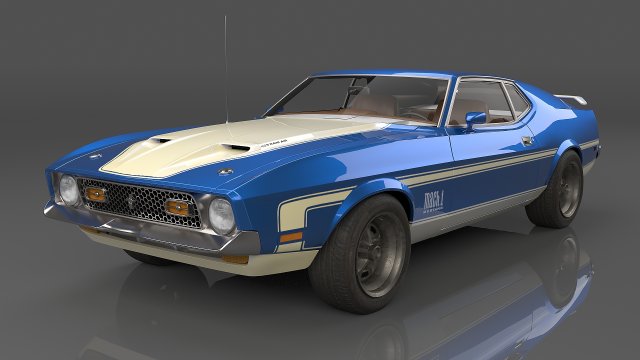1971 Mustang Mach 1 3Dモデル .c4d .max .obj .3ds .fbx .stl .blend 