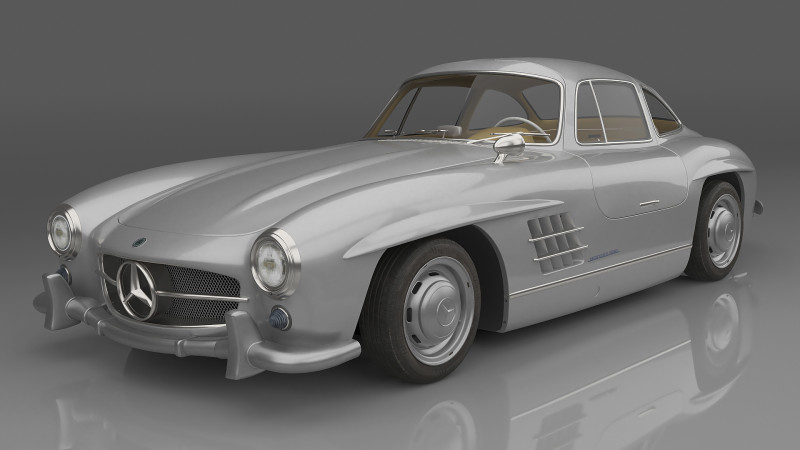 1954 Mercedes-Benz 300 SL Gullwing Coupe 3D Model .c4d .max .obj .3ds .fbx .stl .blend
