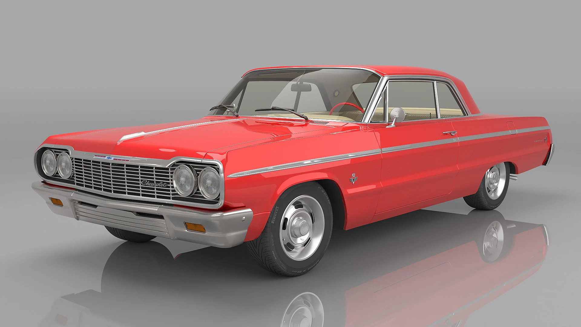 1964 Chevrolet Impala SS 409 3D Model .c4d .max .obj .3ds .fbx .stl .blend 