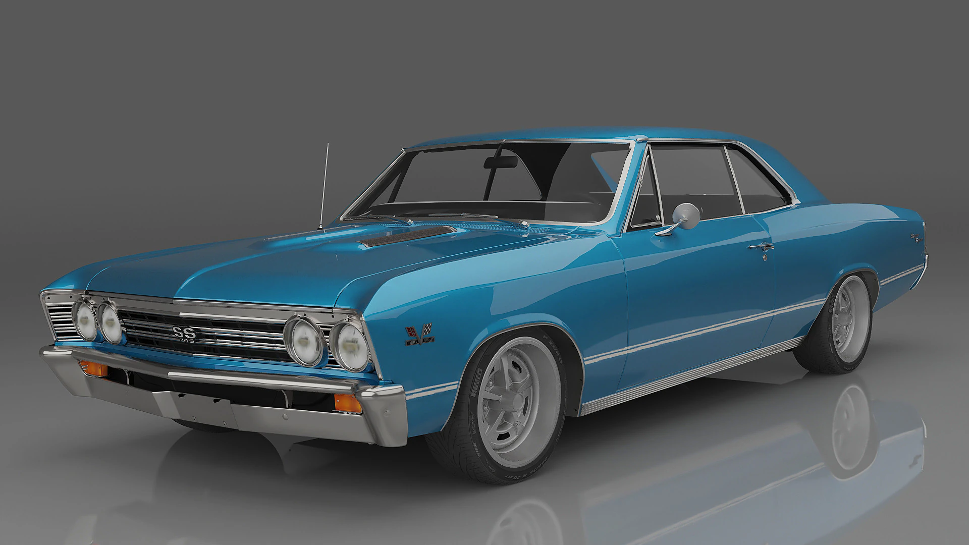 1967 Chevrolet Chevelle SS-396 3D Model .c4d .max .obj .3ds .fbx .stl .blend 