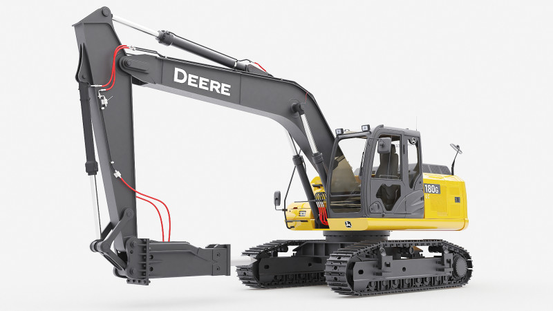 John Deere Construction 180G Digger Excavator 3D Model .c4d .max .obj .3ds .fbx .stl .blend