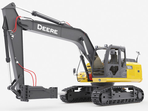 John Deere Construction 180G Digger Excavator Modello 3D