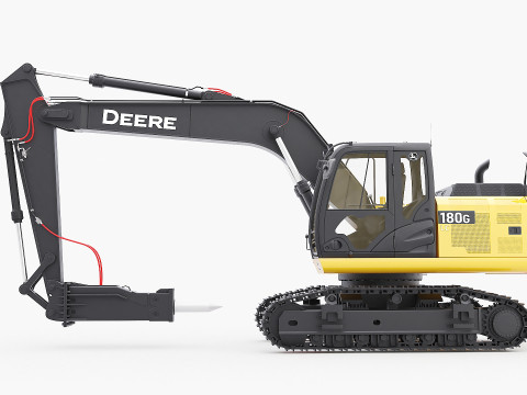John Deere Construction 180G Digger Excavator 3D Model