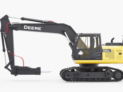 John Deere Construction 180G Digger Excavator 3D Model