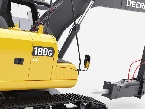 John Deere Construction 180G Digger Excavator 3D Model