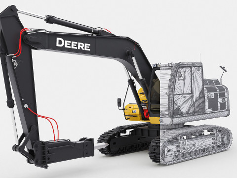 John Deere Construction 180G Digger Excavator 3D Model