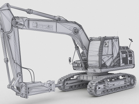 John Deere Construction 180G Digger Excavator 3D Model