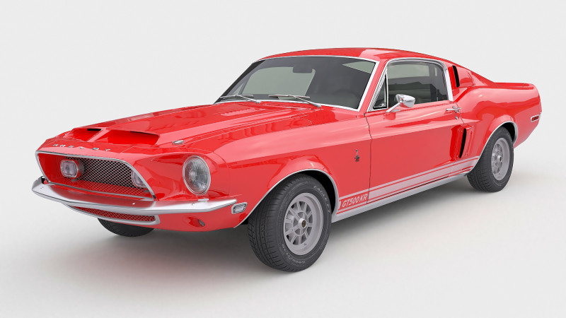 1968 Shelby GT-500KR Modello 3D .c4d .max .obj .3ds .fbx .stl .blend