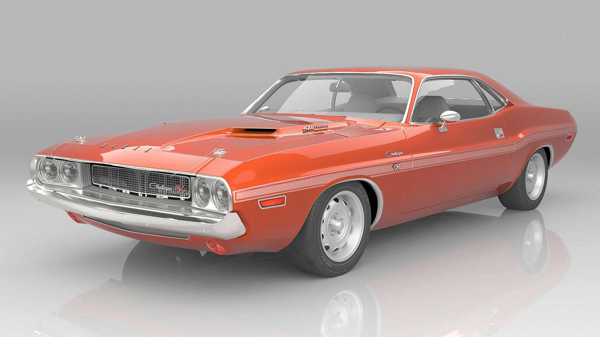 1970 Dodge Challenger R-T Hemi 3D Model .c4d .max .obj .3ds .fbx .stl .blend