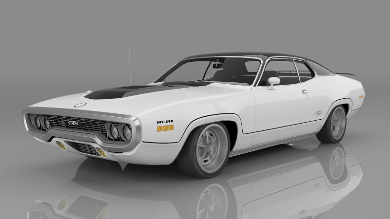 1971 Plymouth GTX 426 Hemi Model 3D .c4d .max .obj .3ds .fbx .stl .blend 
