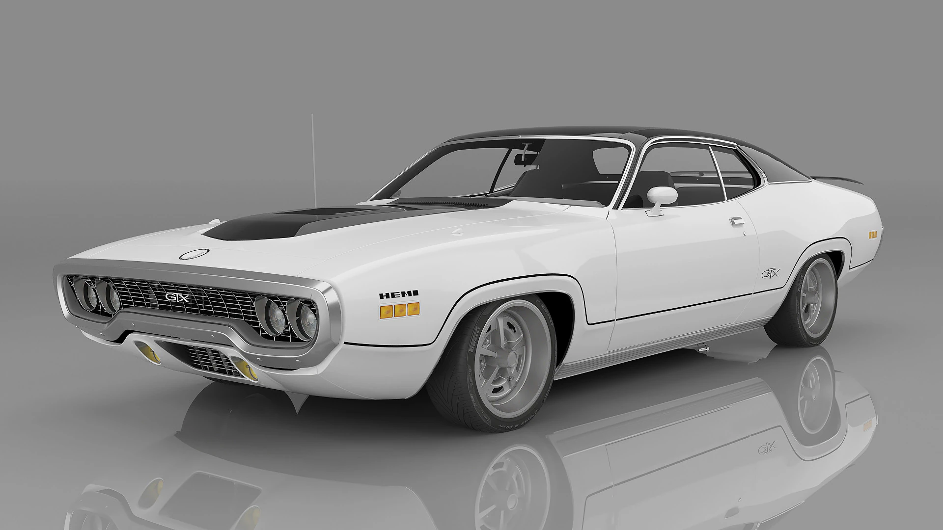 1971 Plymouth GTX 426 Hemi 3D Model .c4d .max .obj .3ds .fbx .stl .blend