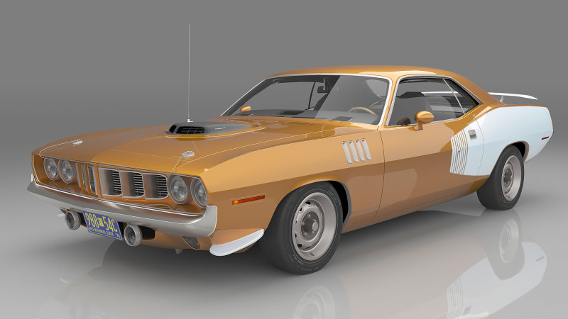 1971 Plymouth Cuda 426 Hemi 3D मॉडल .c4d .max .obj .3ds .fbx .stl .blend