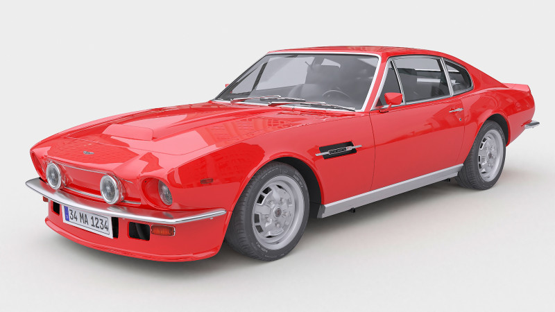 1977 Aston Martin V8 Vantage 3D Модель .c4d .max .obj .3ds .fbx .stl .blend