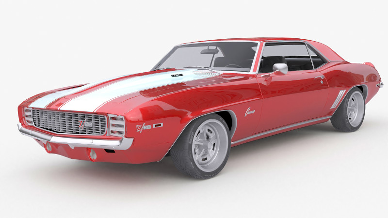 1969 Chevrolet Camaro Z28 3D Model .c4d .max .obj .3ds .fbx .stl .blend