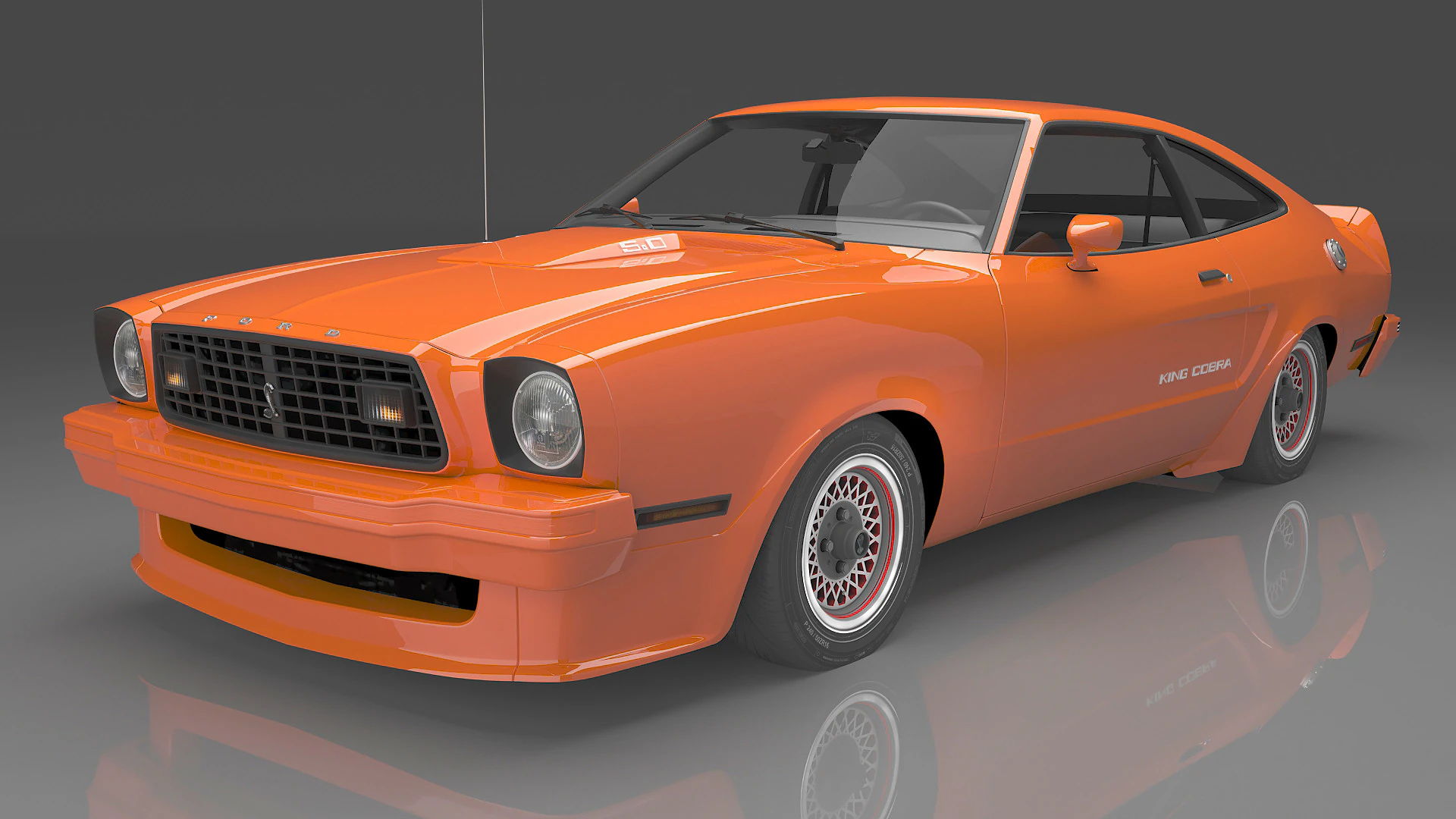1978 Mustang King Cobra 3D Model .c4d .max .obj .3ds .fbx .stl .blend