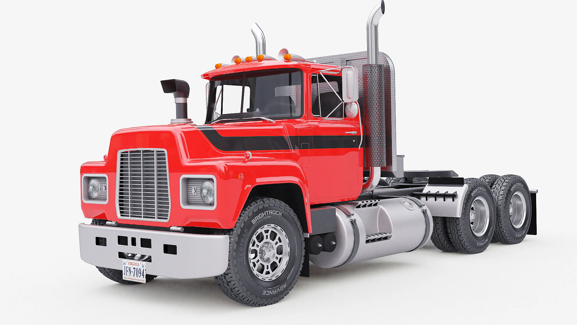 Classic Semi Truck 3D Model .c4d .max .obj .3ds .fbx .stl .blend 