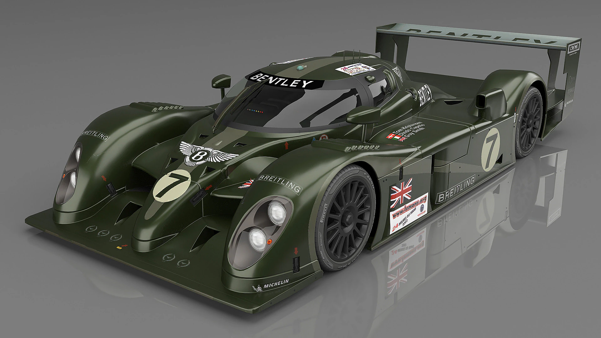 2003 Bentley Speed 8 7 Team Bentley 3D Model .c4d .max .obj .3ds .fbx .stl .blend 