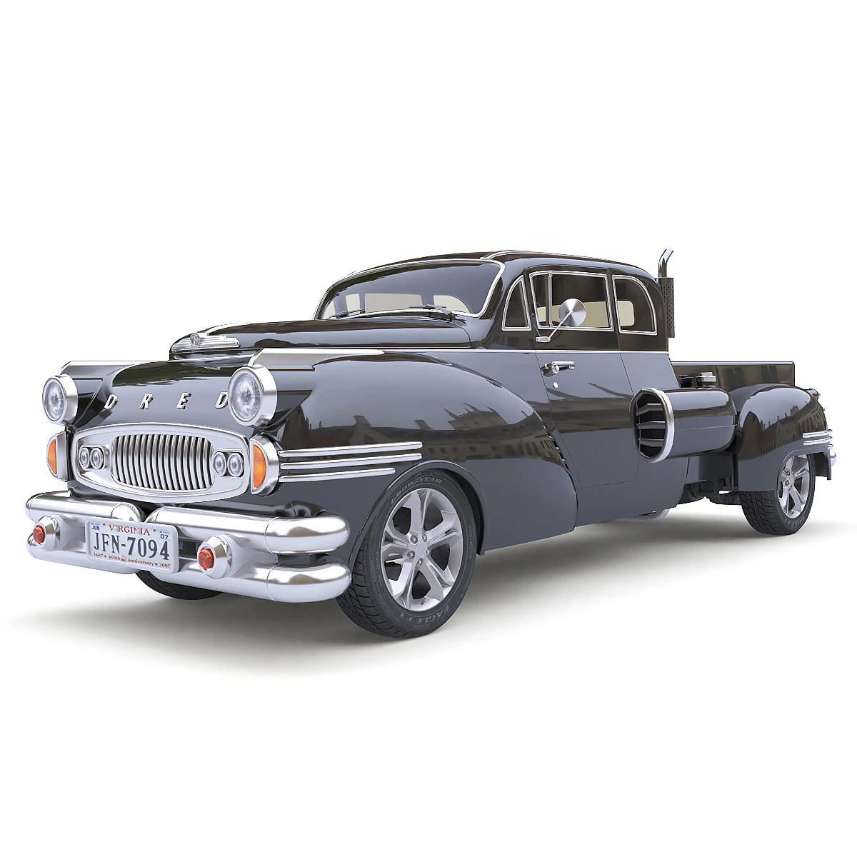Dred Retro Pickup 3D Model .c4d .max .obj .3ds .fbx .stl .blend 