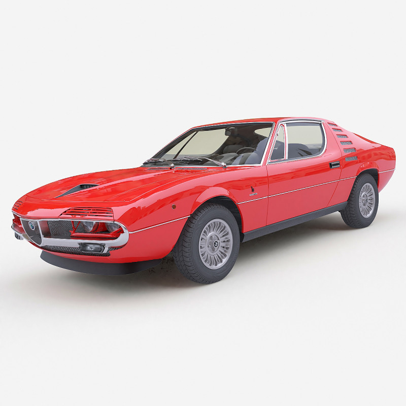 1970 Alfa Romeo Montreal 3D Model .c4d .max .obj .3ds .fbx .stl .blend