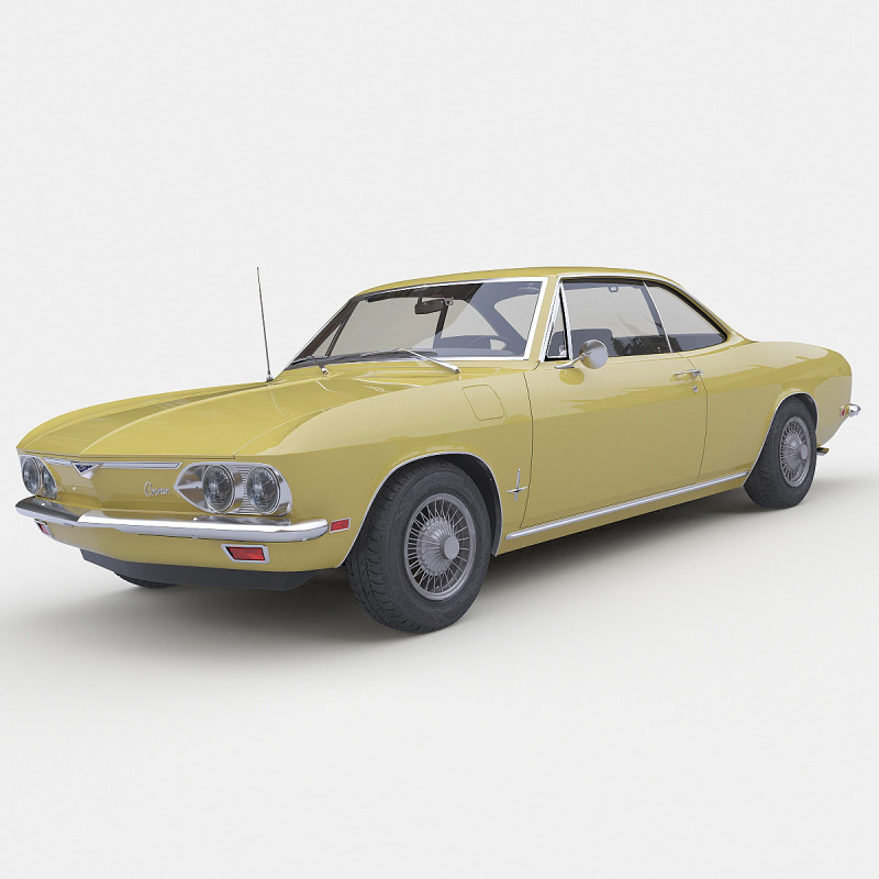 1969 Chevrolet Corvair Monza 3D Model .c4d .max .obj .3ds .fbx .stl .blend 