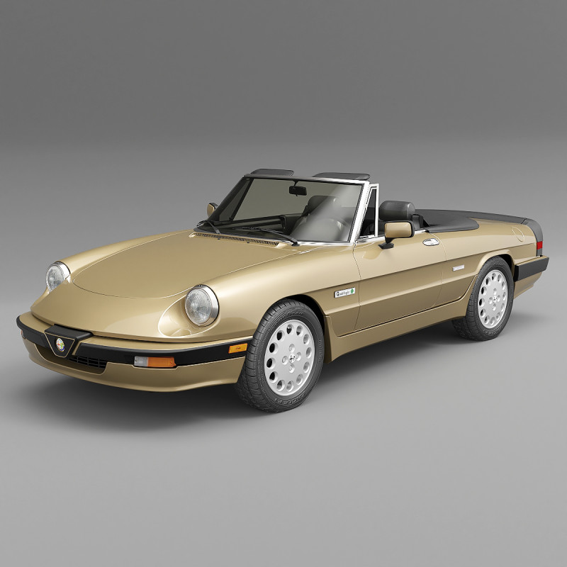 1986 阿尔法罗密欧 Spider Quadrifoglio Verde 3D 模型 .c4d .max .obj .3ds .fbx .stl .blend 