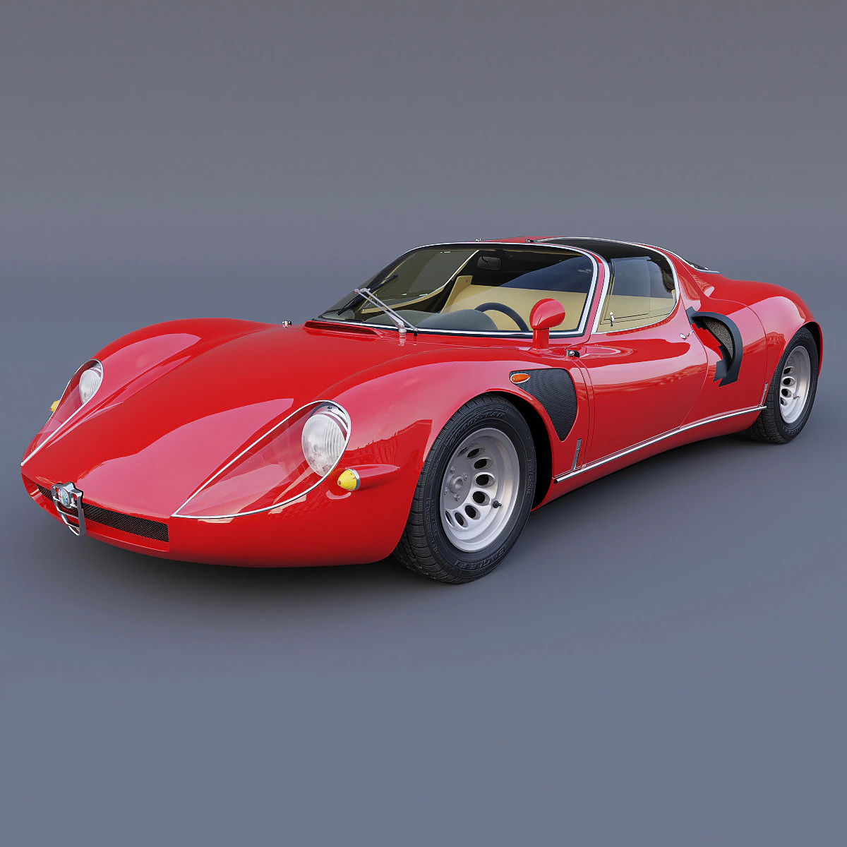 1968 Alfa Romeo 33 Stradale 3D Model .c4d .max .obj .3ds .fbx .stl .blend 