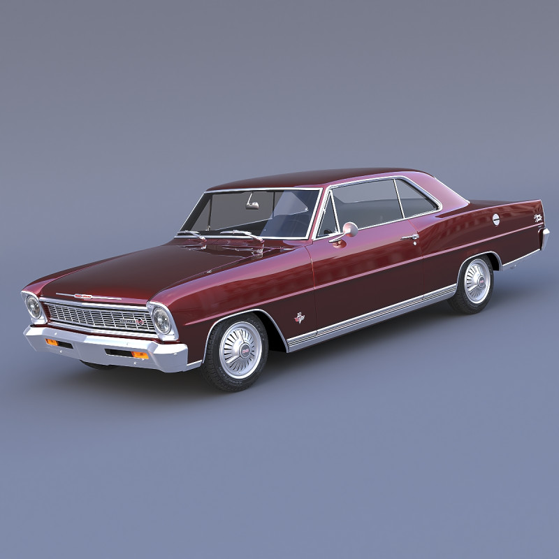 1966 Chevrolet Nova SS 3D Model .c4d .max .obj .3ds .fbx .stl .blend 
