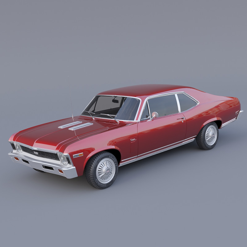 1969 Chevrolet Nova SS 396 3D Model .c4d .max .obj .3ds .fbx .stl .blend 