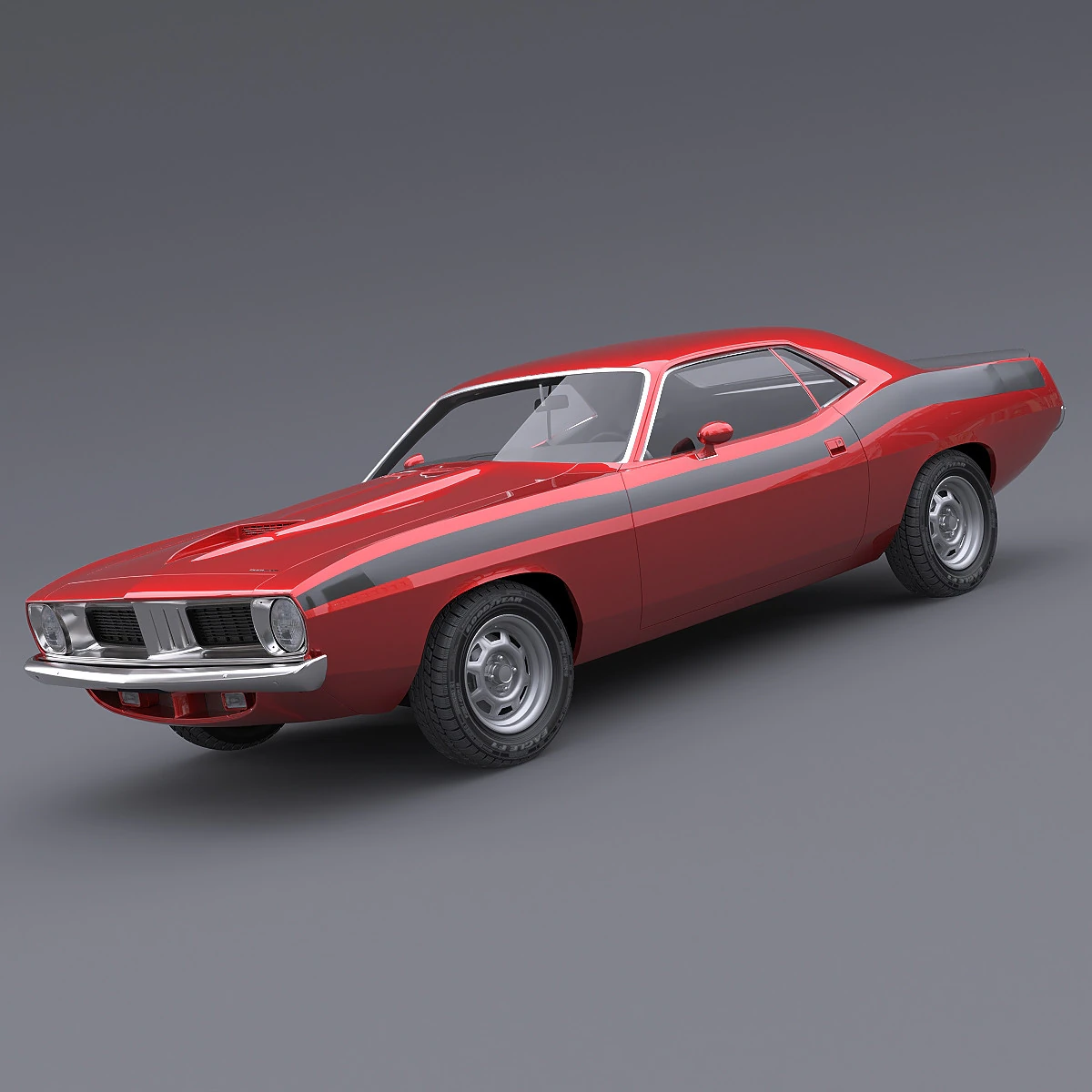 1972 Plymouth Cuda 3D Model .c4d .max .obj .3ds .fbx .stl .blend 