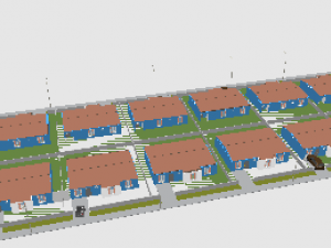 quarteiro com 14 casas Modello 3D
