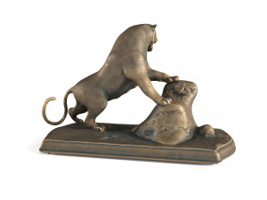 bronze tiger low-poly Modello 3D
