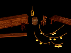 hand painted fantasy tavern assets 3D Model