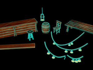hand painted fantasy tavern assets 3D Model
