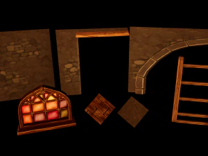 hand painted fantasy tavern assets 3D Model