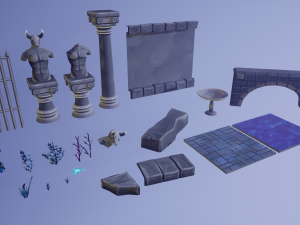 hand painted fantasy garden assets 3D Model