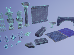hand painted fantasy garden assets 3D Model