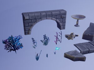 hand painted fantasy garden assets 3D Model