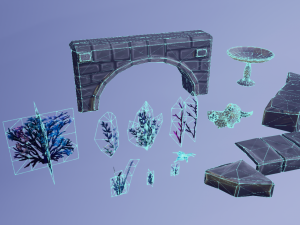 hand painted fantasy garden assets 3D Model