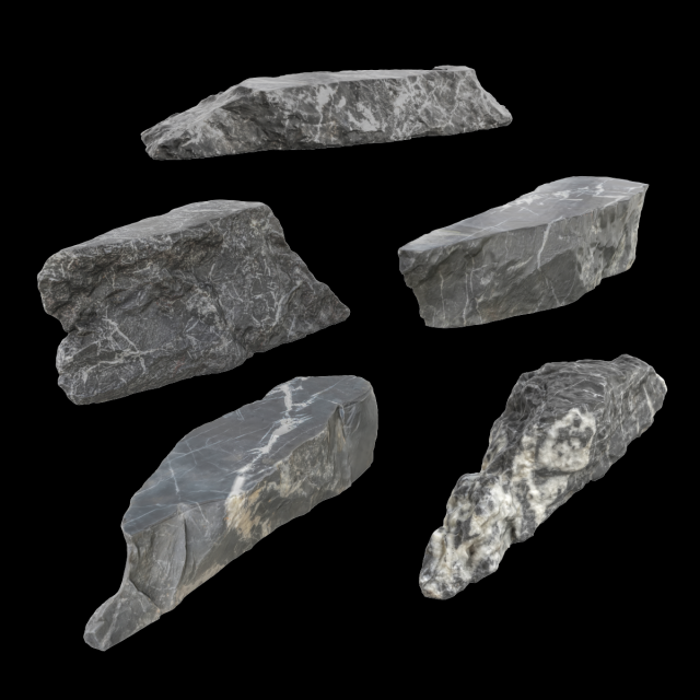 PSBlackMarble Scanned Pack1 3D Model .c4d .max .obj .3ds .fbx .stl .blend 