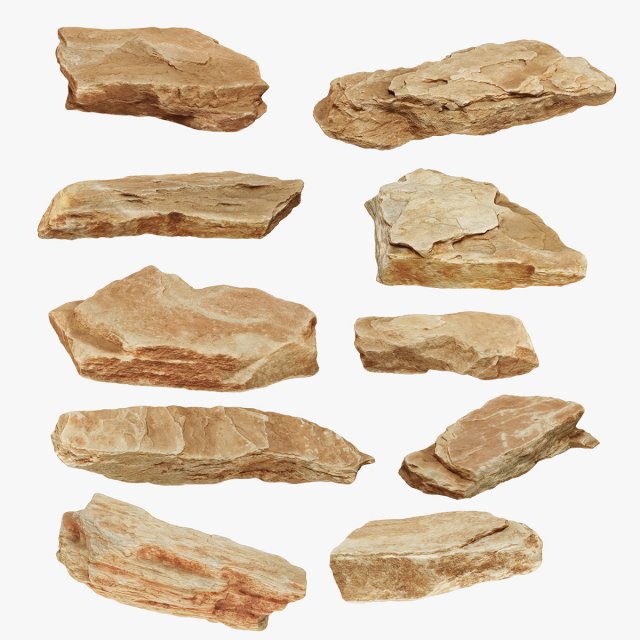 PSscanned stone pack 1 3D Model .c4d .max .obj .3ds .fbx .stl .blend 