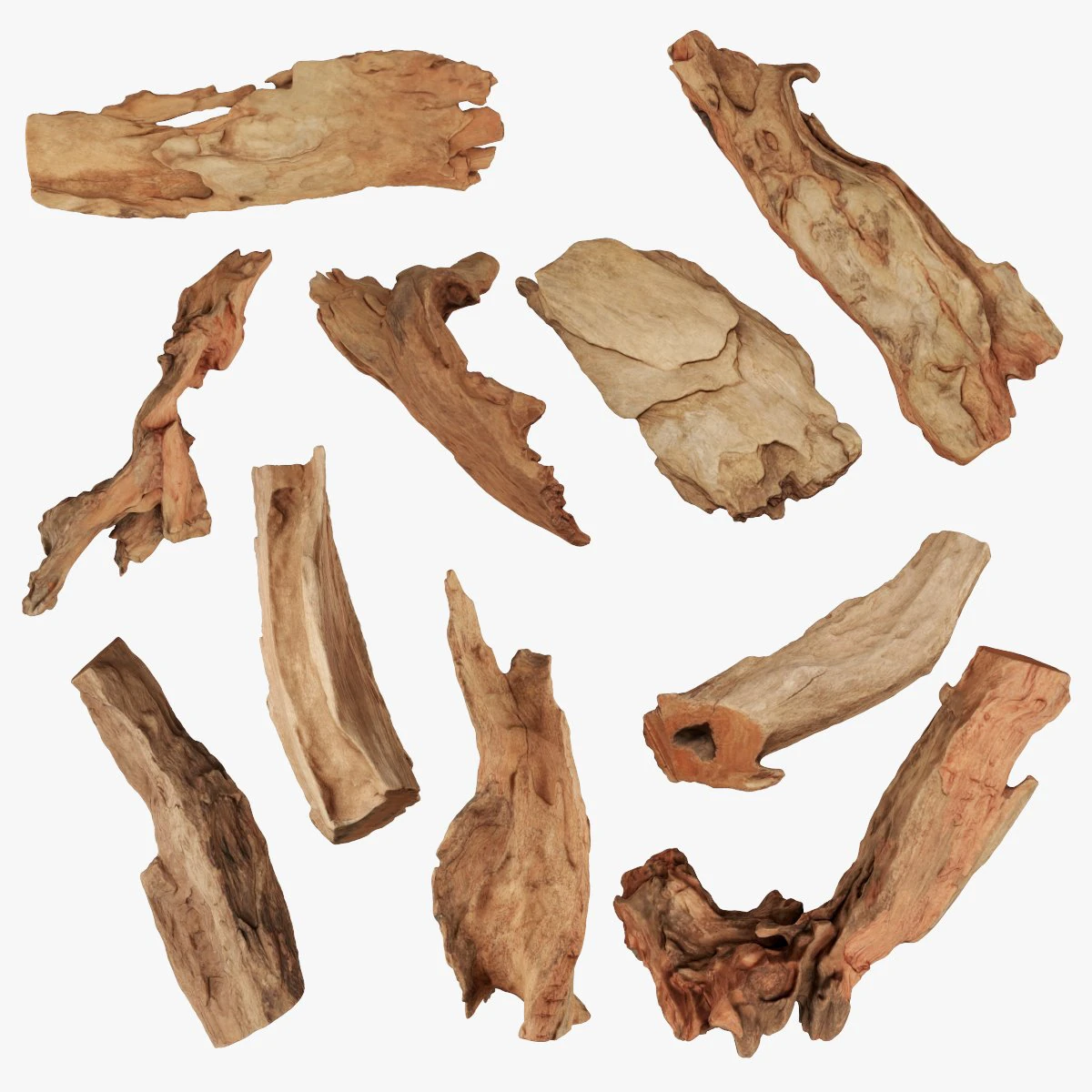 PSscanned Woodchips Pack 2 3D Model .c4d .max .obj .3ds .fbx .stl .blend 