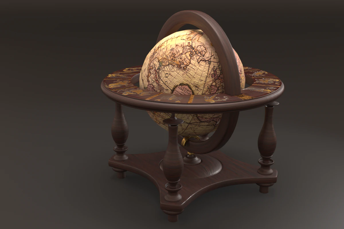 antique globe 3D Model .c4d .max .obj .3ds .fbx .stl .blend 