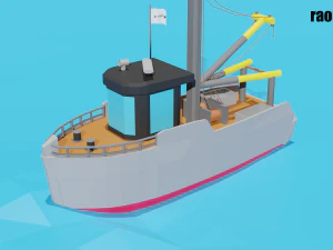 barco de pesca baixo poli Modelo 3D