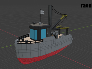 fishing boat low poly 3D 모델